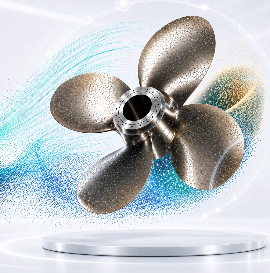 AI-optimised marine propeller in nickel aluminium bronze