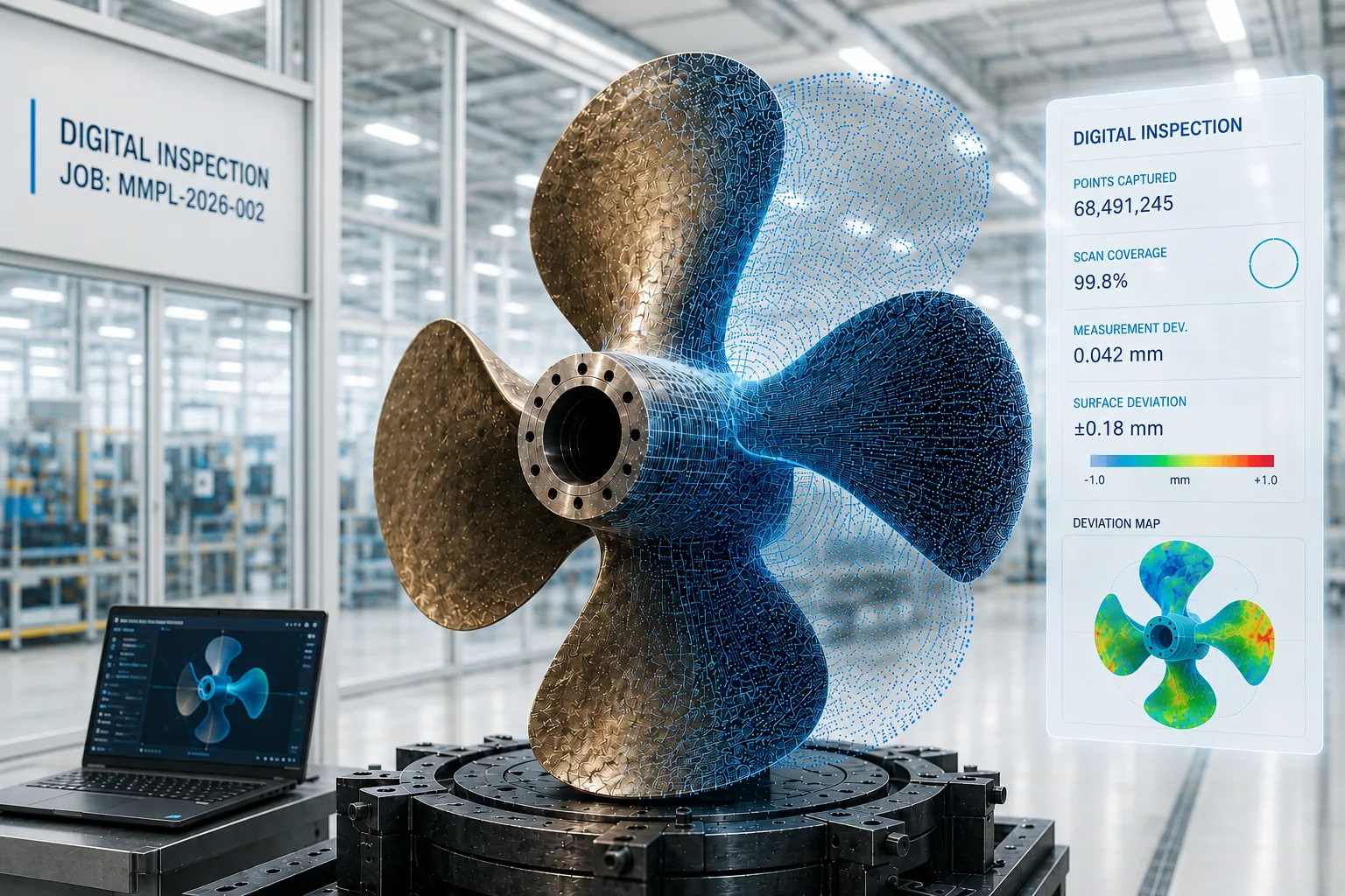 Verification - 3D scan point cloud compared to the digital model for certification