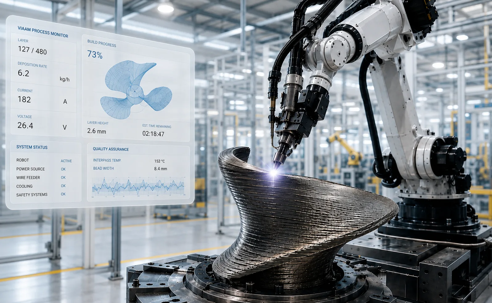 Distributed manufacturing - autonomous additive manufacturing and remanufacturing cells building a propeller blade